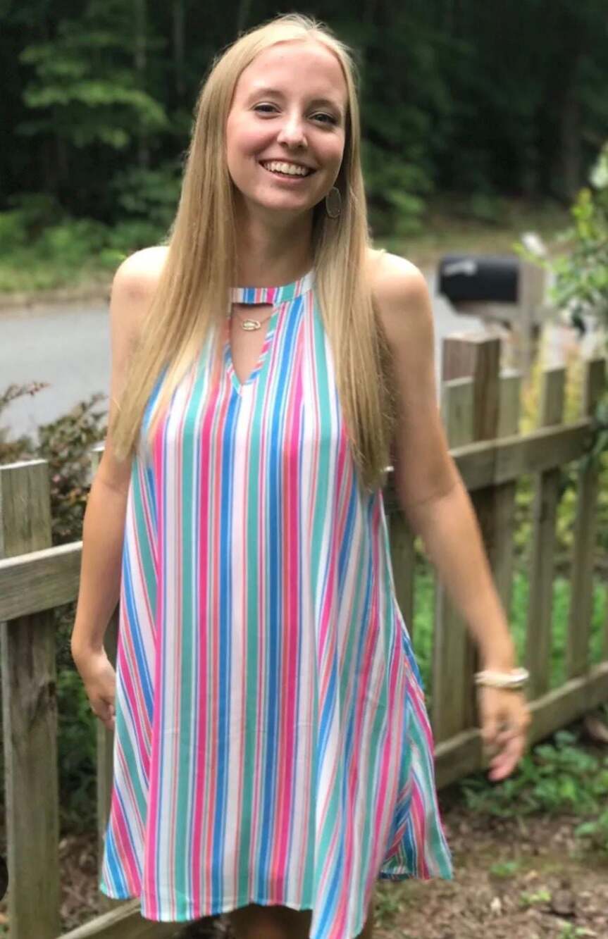 Jadelynn Brooke Multi-Colored Striped Sleeveless Halter Dress